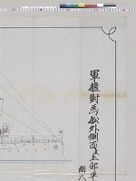 軍艦対馬船外側面及上部平面図　1/160／明治