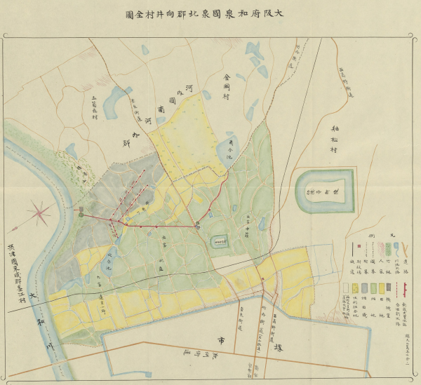 大阪府和泉国泉北郡向井村全図